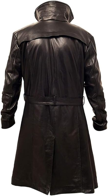 The Jasperz WW2 German Military Long Coat - Real Sheepskin Leather Belted Long Trench Coat - Faux Fur Collar Winter Coat4