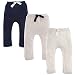 Touched by Nature Baby Organic Cotton Pants 3-Pack, Oatmeal/Navy, 0-3 Months