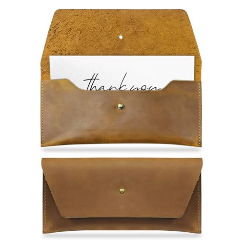 Bolsa de dinero de cuero genuino para recibos y cheques