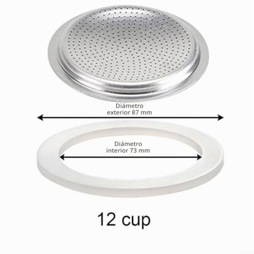 Miniatura 2 de Sello De Junta, Junta De Silicona Para Arandela De Repuesto Ring, Compatible Con Cafeteras Moka Espresso, Hecha De Goma De Silicona Flexible 12 Tazas Tamiz