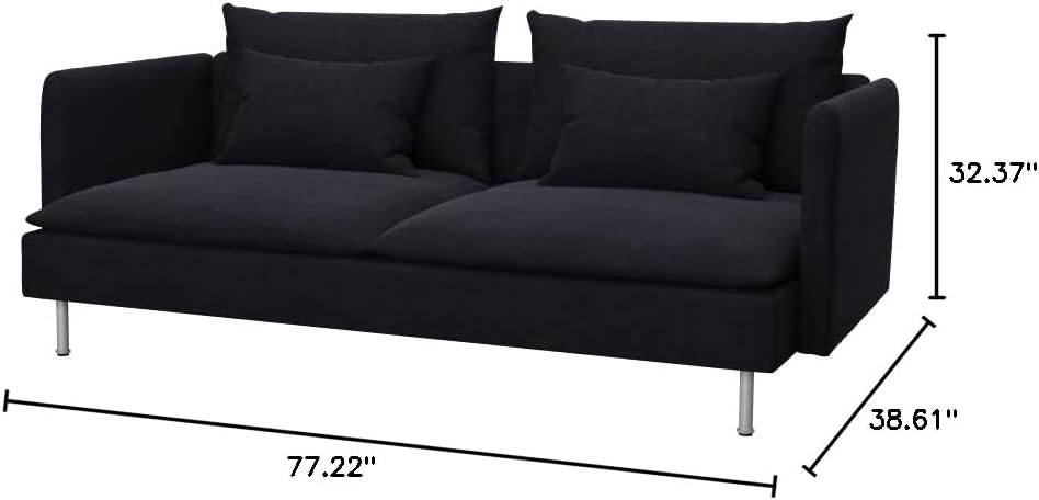 Soferia Replacement Compatible Cover for Söderhamn 3-Seat Sofa, Fabric Elegance Dark Grey