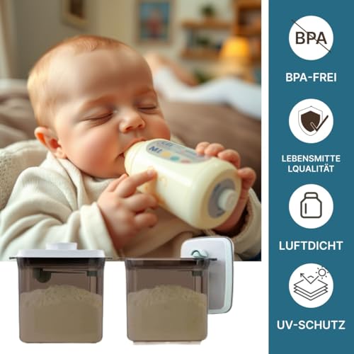 HOSAM Milchpulverbox 1700ml – UV-Schutz, luftdicht & lebensmittelecht – Baby Aufbewahrungsbehälter mit Messlöffel & Abstreifer – BPA-frei, Einhandbedienung- Milchpulverbehälter für Babynahrung