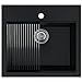 Produktbild SINK QUALITY Spülbecken Schwarz Granit 56 x 51 cm - Küchenspüle mit Siphon und Abtropfgestell - Waschbecken Küche Schwarz - Spülbecken für 60 cm Schrank - Einbauspüle Schwarz - Abwaschbecken Küche