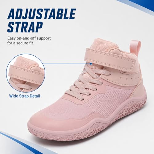 Kids Wrestling Shoes Boys Girls Wide Toe Box Zero Drop Boxing Shoes Pink - image 3