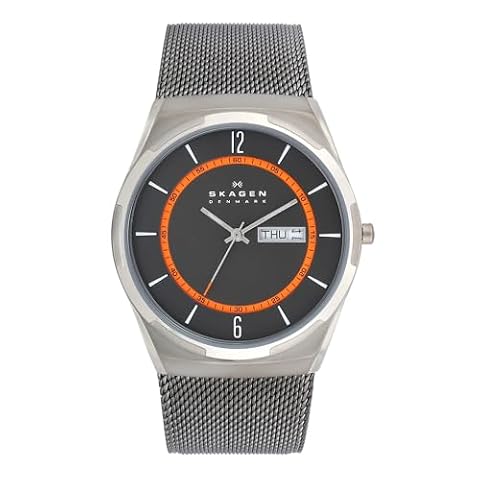 Skagen Męski Melbye Skw6007 Zegarek na Rękę, Ciemnoszary/Pomarańczowy, Ø 40 mm