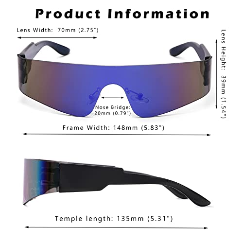 Image of COASION Wrap Around Sunglasses for Women Men Trendy Rimless Futuristic Shades Y2k Shield Flat Top Fashion Eyeglasses