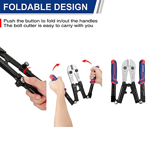 image for WORKPRO 18-Inch Foldable Bolt Cutter, Tri-Material Handle with Comfort