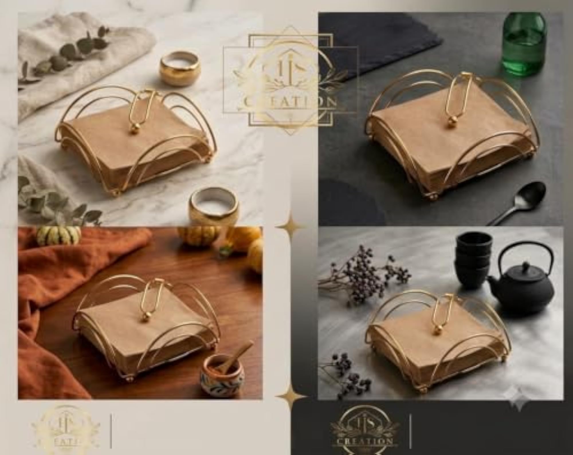 Golden Napkin Holder for Dining Table Decor