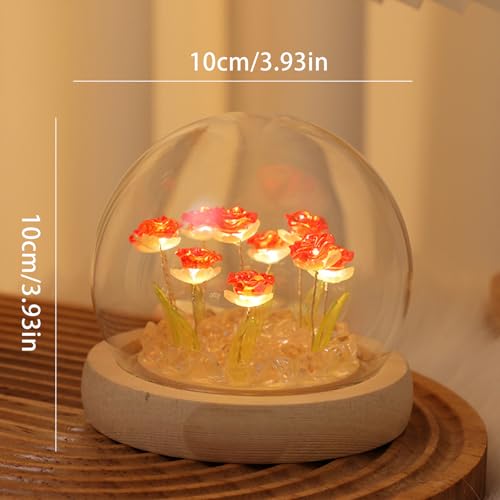 Image of Pretty Rose Lamps Flower Night Light Cute Bedroom Decor Gifts for Women - Battery Powered (not Included)