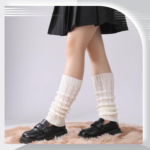 Halinuia 3 Paar Leg Warmers Stulpen Damen Beinwärmer Beinstulpen Winter Strick Legwarmers Verdicken Stulpen Mädchen Mode Lange Stiefelmanschette Kniestrümpfe für Ballett Tanz