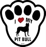 I Love My Pitbull Dog Pawprint Window Decal w/Suction Cup
