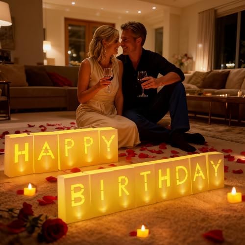 Happy Birthday Decoration for Men Women, Valentine’s Day Light Up...