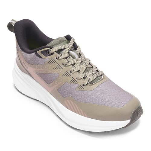 Image of Liberty LEAP7X ROYALESTPE Walking Shoes for Men - Black & Olive Green Lace-Up Sneakers | Memory Foam Cushioned Insole, Lightweight Knit-Mesh Shoes for Daily Walking, Fitness Walks, College & Travel