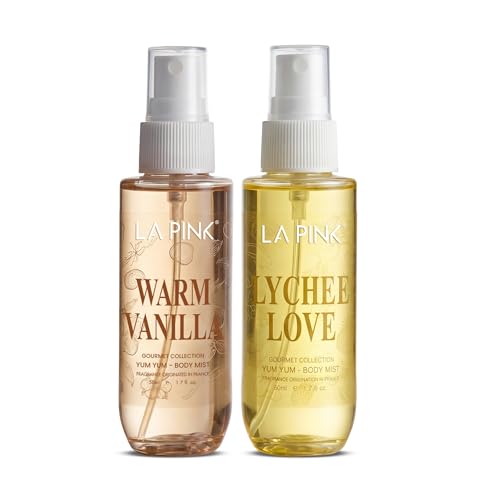 Image of LA PINK Warm Vanilla & Lychee Love Body Mist Perfume Combo | Citrus, Musk, Chocolate, Coconut & Jasmine | Skin-Friendly Unisex Long-Lasting Fragrance Spray | Lasts Up to 6 Hours | 50ml Each