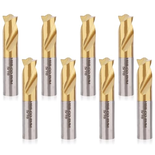 8pcs Spot Weld Drill Bit, 5/16 inch/8mm High Speed Cobalt Steel Spot Welder Cutter Titanium Coated Equipment Attachment Welding Removal Tool Parts Accessories