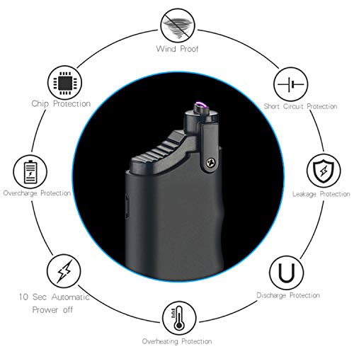 Meng Zhi Ao Candle Lighter Electric Arc Rechargeable Lighter With Safety Lock Usb Plasma Lighter Perfect Telescopic Rod Neck Fire Starter Lighter For Outdoor Camping Hiking Cooking Bbqs (Black) #TOP5