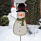 Metal Snowman Garden Stake Christmas Yard Signs with LED Light - Outdoor Decorative Snowman Welcome Sign Winter Holiday Lawn Decoration (Snowman A)
