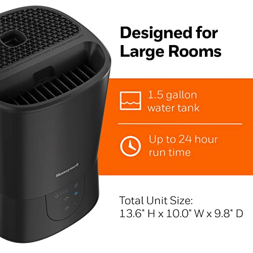 Honeywell Easy-to-Care Filter Free Warm Mist Humidifier, Medium Rooms, 1.5 Gallon Tank – Humidistat for Bedroom, Home or Office Black - Image 5