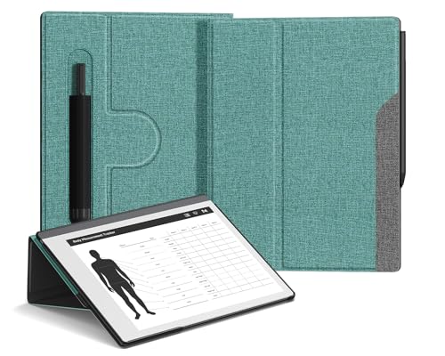 Ayotu Book Folio Case for Remarkable 2 Paper Tablet 10.3" 2020 Released, Premuin Fabric Smart Cover with 360 Degree Rotatable Stand and Stylus Pocket, Only for Remarkable 2, Gray & Green