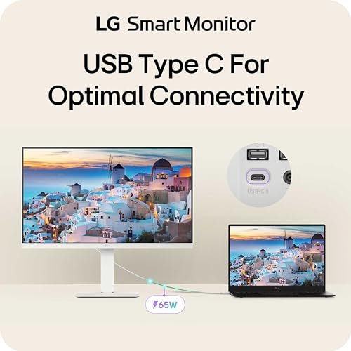 LG 27U730SA-W 27-Inch Smart 4K UHD (3840 x 2160) IPS Computer Monitor, HDR10, Built-in Speaker, Screen Share, Bluetooth, Remote Control, HDMI, USB Type-C PD 65W, Tilt/Height/Swivel/Pivot Stand, White by LG - Image 9
