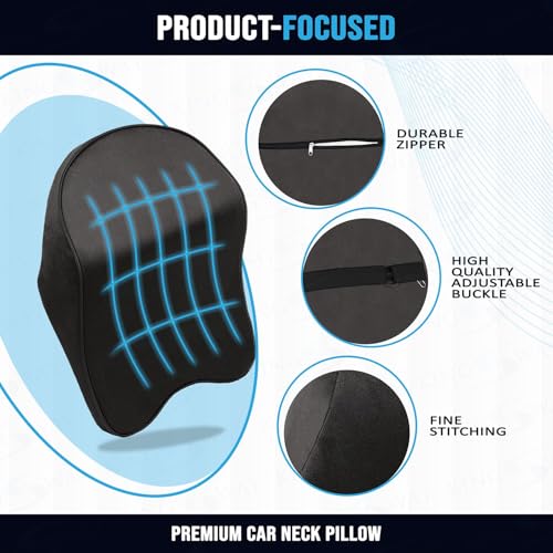 Image of Kingsway Car Accessories Large Headrest Seat Cushion, Universal Orthopedic Neck Rest Pillow, Memory Foam Pillow in Grey, Super Soft and Super Comfort Design for Sciatica Back Support, Pack of 1