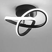 Lámpara de Techo LED Moderna 2 Anillos Personalidad Moda Creativa Negro Blanco Luz de Techo para Cocina Pasillo Luces Techo Comedor Luz Blanca Fria 22W Negro