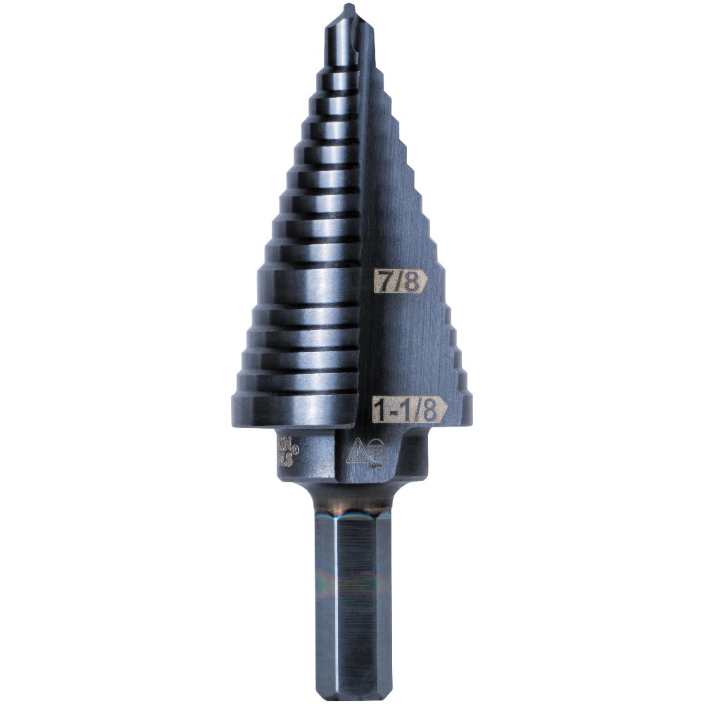 Klein Tools KTSB11 Step Drill Bit #11 Double-Fluted 7/8 to 1-1/8