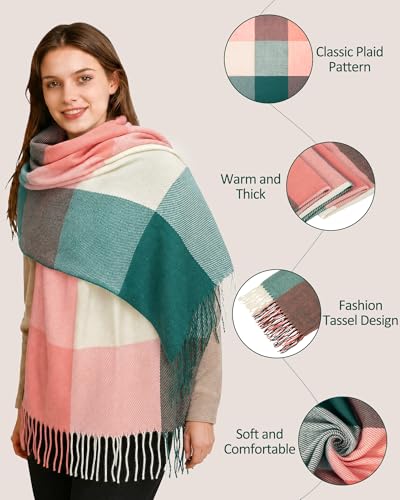 Image of Loritta Winter Scarf for Women, Long Plaid Shawl Wraps Scarves Gifts