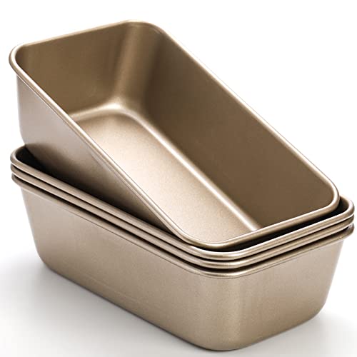 Elsjoy 4 Stück Antihaft-Kastenform 9,5 x 5,5 Zoll Brotbackformen zum Backen Kohlenstoffstahl Brotdose Set, Metallbackformen für Brot, Hackbraten, Kuchen, Champagner Cover