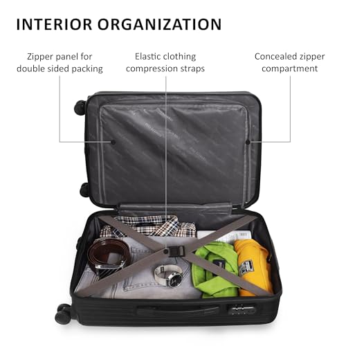 Image of Kenneth Cole Abs 3-Piece 8 Wheel Hardcase Spinner Luggage Set for Seamless Travel | Durable and Lightweight | Trolley Bag | Suitcase (Black, 3-Piece Set (20 inch /24 inch /28 inch))