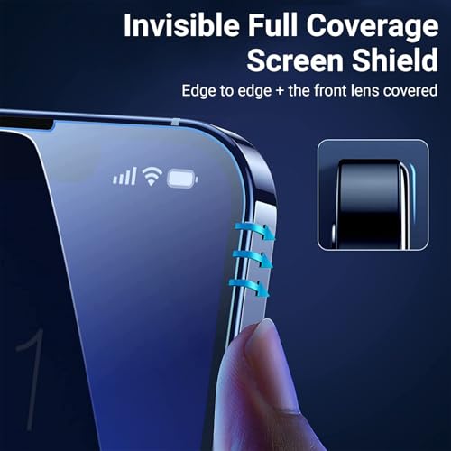 Image of UltraGlass TOP 9H+ Glass for iPhone 14 Screen Protector [Military Grade Shatterproof & Longest Durable] Full Screen Protector 14 Tempered Glass Anti-fingerprint [2024 New] 2 Pack