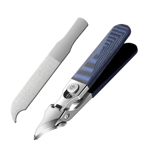 Ingrown Toenail Clippers with Curved Sharp Blade Toe Nail Clippers for Ingrown Nails Toenail Nipper for Seniors with Thick Toenails (Straight Blue C)