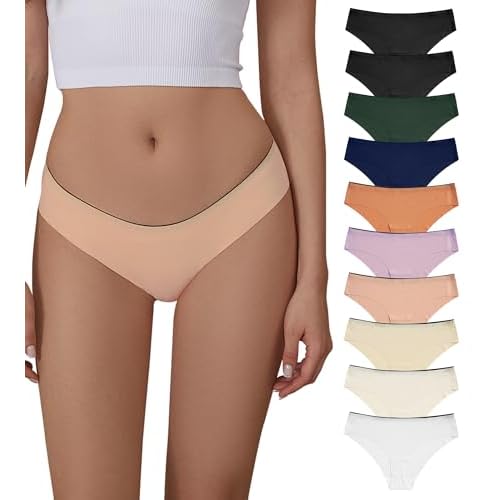 SHARICCA Women Seamless Cheeky Bikini No Show Panties Ladies Invisible Breathable Briefs Soft Stretch Underwear Multi Pack