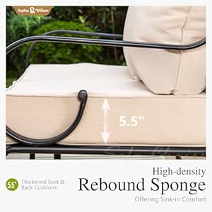 Sophia William 6 Piece Outdoor Patio Furniture Set 7 Seats Patio Conversation Sets with 45 Gas Fire Pit Table x 1 3 seat Sofa x 1 Swivel Chair x 2 Cushioned Chair x 2 Beige