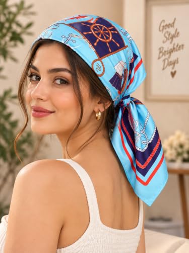 Image of Ravaiyaa - Attitude is everything Women Printed Silk Bandana 21 x 21 Inch Square Headband & Hair Wrap, Soft & Versatile | Fashion Neck Wrap