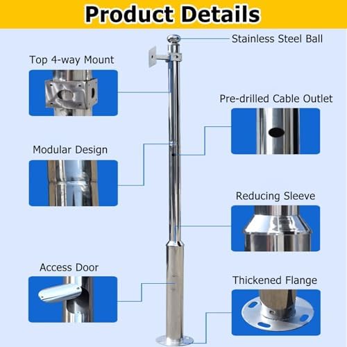 Adjustable 3.5m Security Camera Pole Stand Kit - Extra-Long Sections for Enhanced Surveillance, Universal Compatibility, Easy Installation, Durable Design