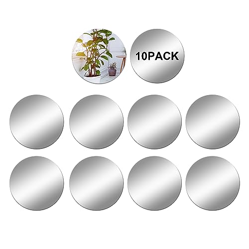 DRERIO Lot de 10 Miroirs Muraux Ronds 10 cm Autocollant - Facile à Poser Très Léger - Acrylique HD, Mini Miroir Mural Rond pour Réalisation Deco/Rapide (10cm)
