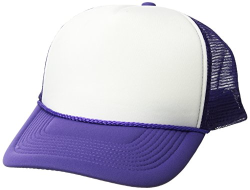 DECKY Two Tone Trucker Mesh Caps Plain Baseball Hat (Adjtable, PURPLE/WHITE)