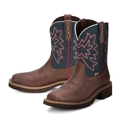 Justin Sunny 8 Cowboy Boots for Women - Gypsy Collection - Leather Women's Cowgirl Boots with Comfort Cushion Footbed and Non Slip Rubber Outsole, Brick - 7 B