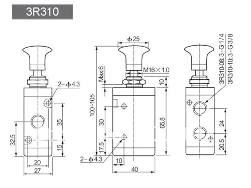 Électrovanne 4R210-08 robuste en alliage d'aluminium à commande manuelle 1/4"