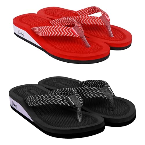 Image of Dashny Women's (1436-1434) |Extra Super Soft Comfortable Slippers |Red Brown Casual Slides Slippers
