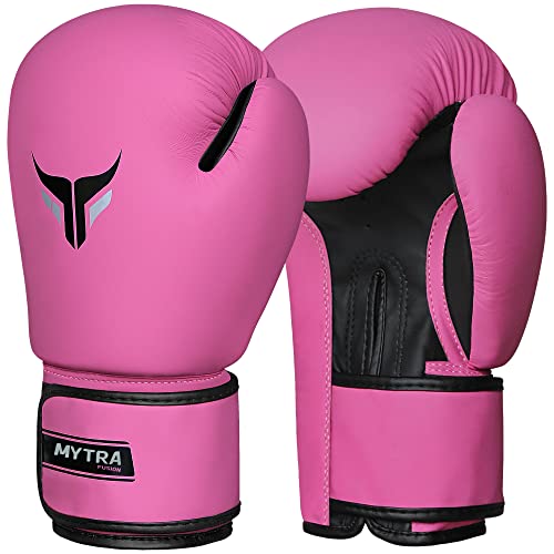 Mytra Fusion Boxing Gloves Women Muay Thai Gloves MMA Training Punching Kickboxing Gloves (Pink, 8-oz)