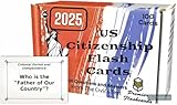 USCIS US Citizenship Flash Cards 2025, All 100 Questions and Answers for The U.S. Naturalization Civics Test, Study Guide for Citizenship Interview, Made in USA, Tarjetas de Ciudadanía, Durable