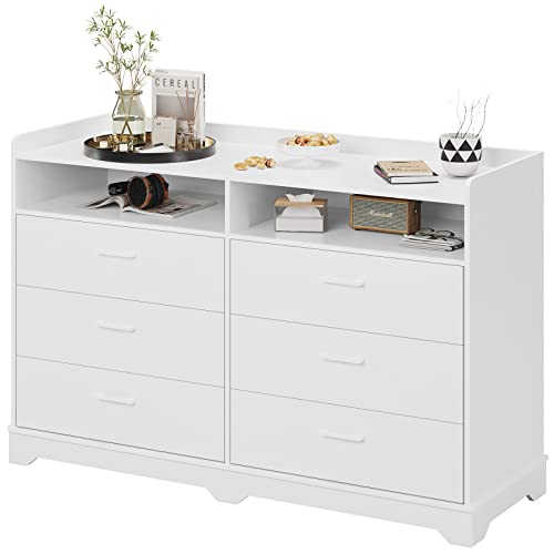 Hasuit 6 Drawers Dresser, Modern Storage Tower Dressers & Chests Of Drawers And Open Cubby, Large Clothing Organizer For Bedroom #TOP6