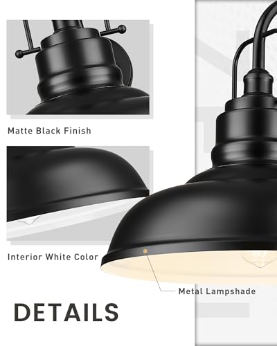 Image of zeyu 2 Pack Barn Lights, Exterior Wall Mount Light for Porch, 18 Inch Modern barn Lights, Matte Black Finish, 016-1BL-2 BK