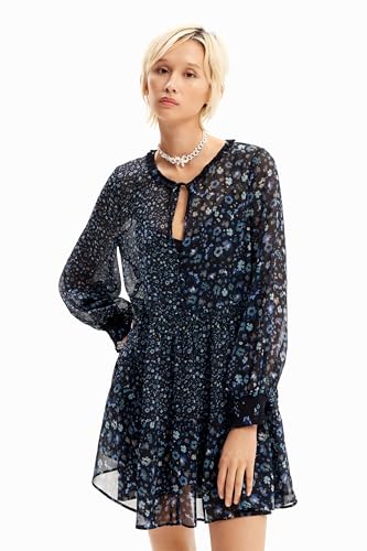 Desigual Women's Short Floral Chiffon Dress Blue at Amazon Women's Clothing store Desigual Women's Short Floral Chiffon Dress Blue at Amazon Women's Clothing store