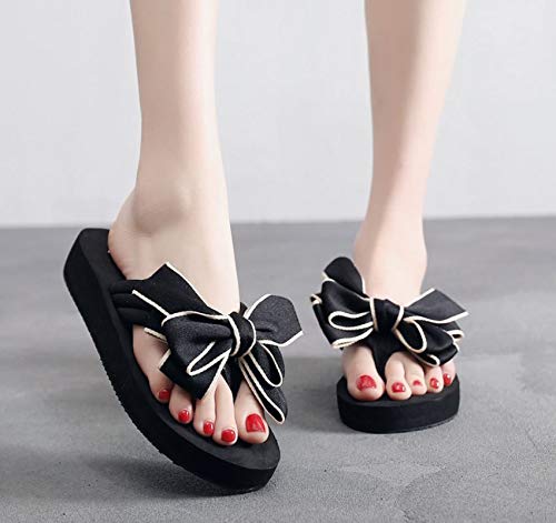 Bowknot Flip Flop for Women Cushioned Wedge Sandals Cute Gothic Lolita2