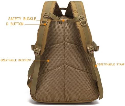 ZYYPLIFE Tactical Backpack, 40-45L Military Backpack, Molle Backpack, Travel Backpack, Hiking Hunting Mountaineering Bag (Khaki)