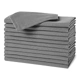Amazon Basics Reusable Stain and Wrinkle Resistant Cloth Napkins, 17 x 17 inches, Grey, 12-Pack