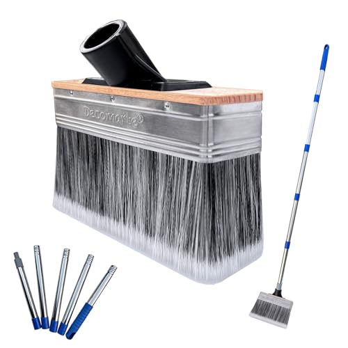 Decomarte 7" Large Deck Stain Brush with Extension Pole - Professional Wide Deck Staining Applicator - Long Paint Brush for Exterior & Interior Wood Floor, Fencing, Siding, Log Cabins & Plastering